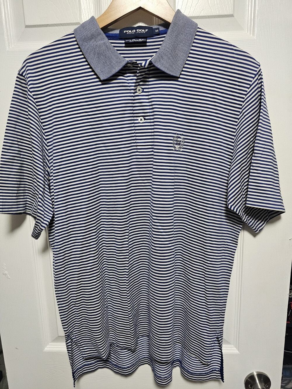 Ralph Lauren Polo Golf Men's Polo Shirt Navy White Stripe Size Medium
